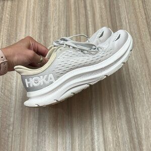 Hoka One One Cream and White Athletic Shoes